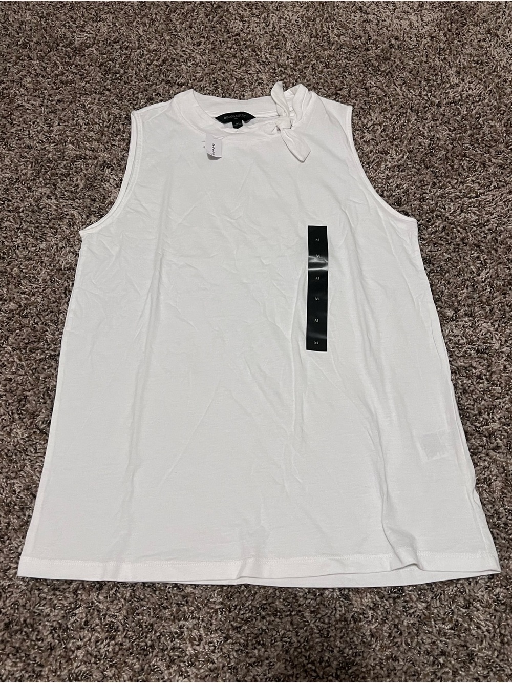 NWT Banana Republic White Sleeveless Tie-Neck Tank Sz Medium